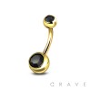 GOLD PVD PLATED OVER 316L SURGICAL STEEL BELLY WITH PRESS FIT COLOR GEM